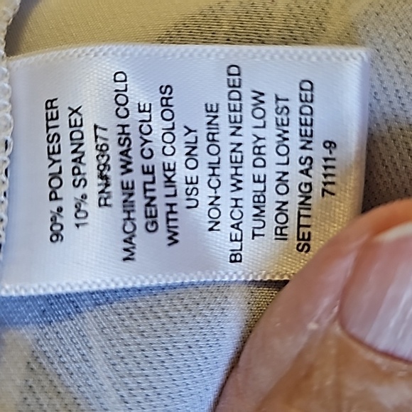 Liz Claiborne women's 20 W. Pants with tie in front White with blue leaves Comfy - Picture 7 of 7